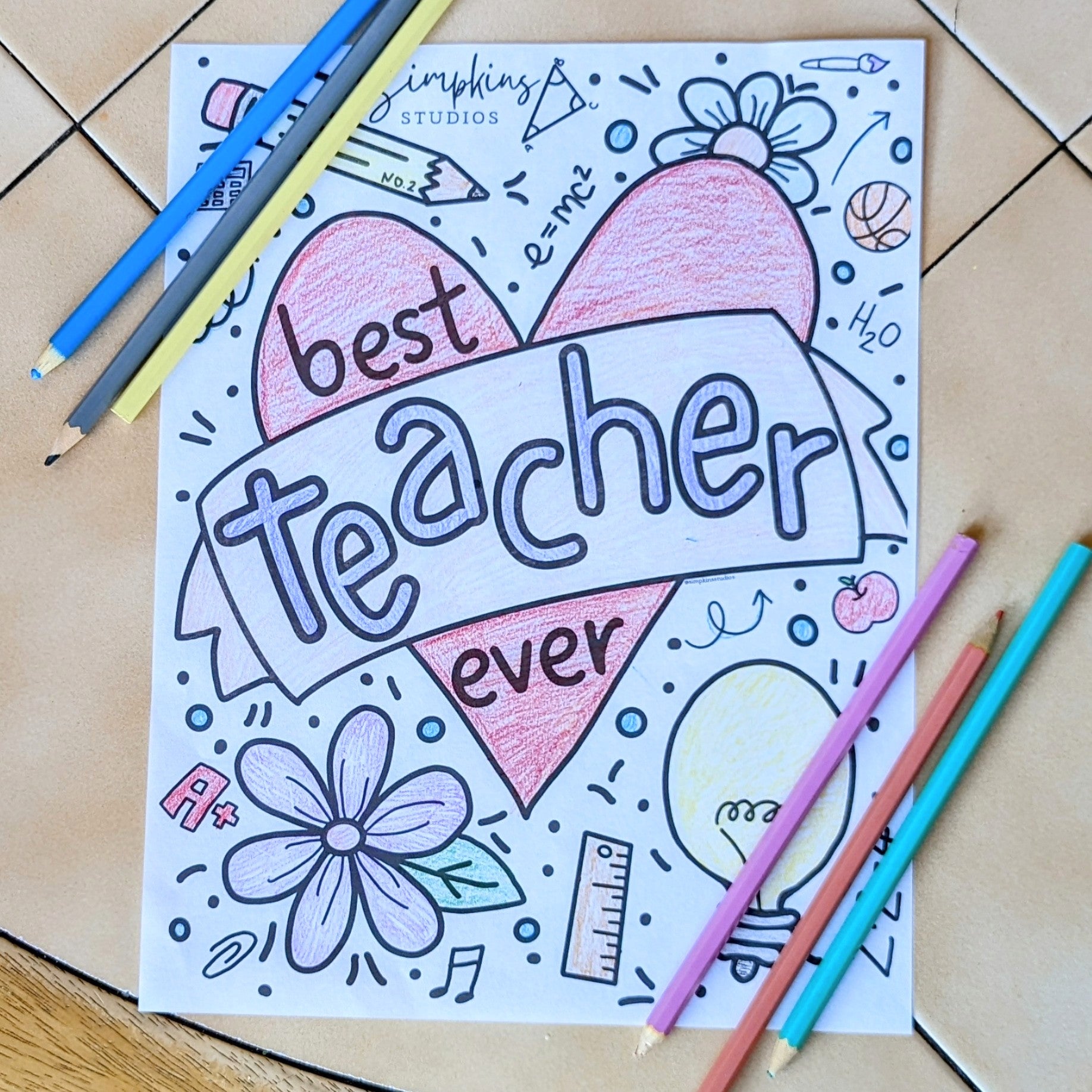 Teacher Appreciation Coloring Page – Simpkins Studios