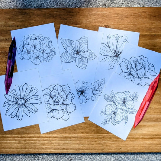 Flower Coloring Cards Pack