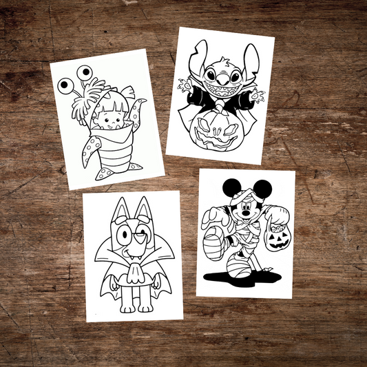 Halloween Themed Coloring Cards Pack